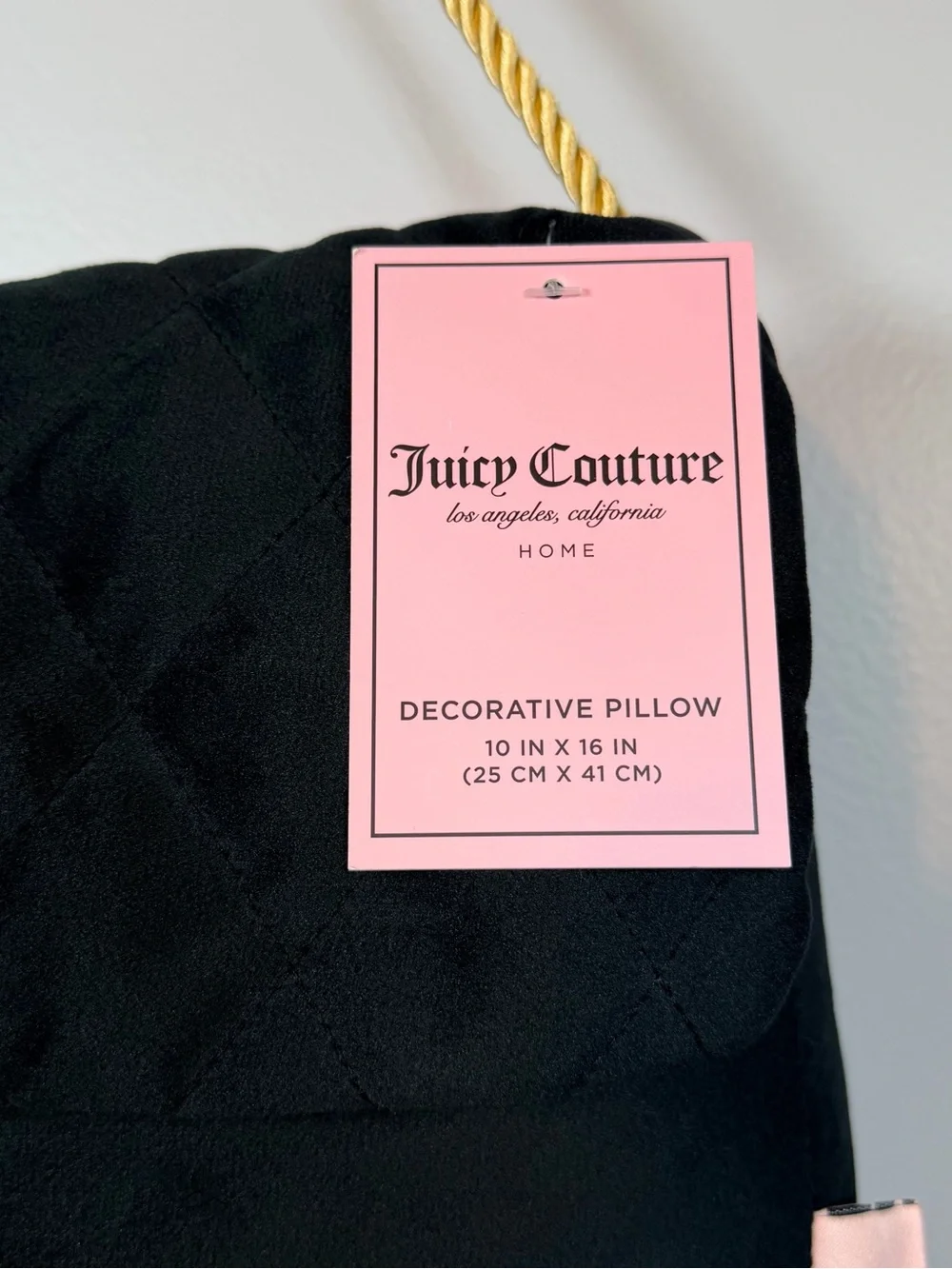 Juicy Couture Home Black Purse Decorative Pillow Gold Logo NWT 10x16